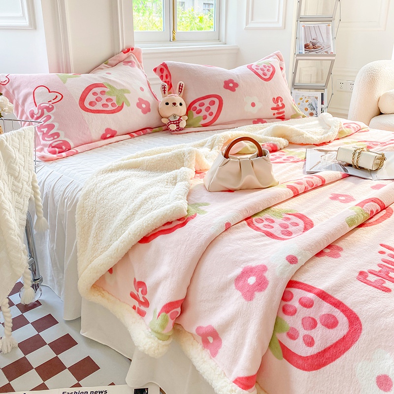 Chăn Lông Cừu Mềm Mại Dày Dặn Giữ Ấm Mùa Đông Chất Lượng Cao