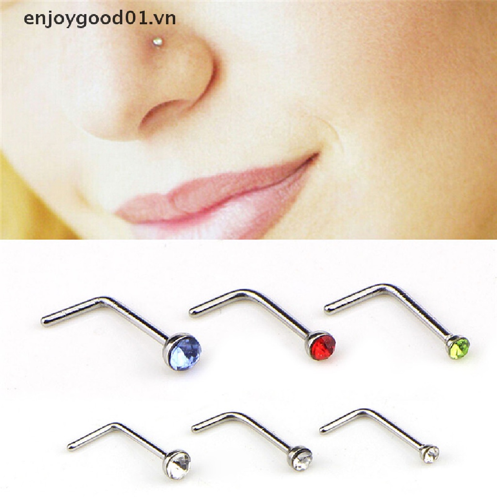 Set 60 Khuyên Mũi Thép Không Gỉ Đính Đá Cá Tính