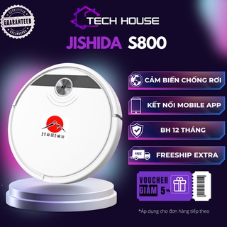 Robot hút bụi lau nhà Nhật Jishida 800 Kết nối App điện thoại thông minh Cảm biến chống rơi Lực hút 2800PA