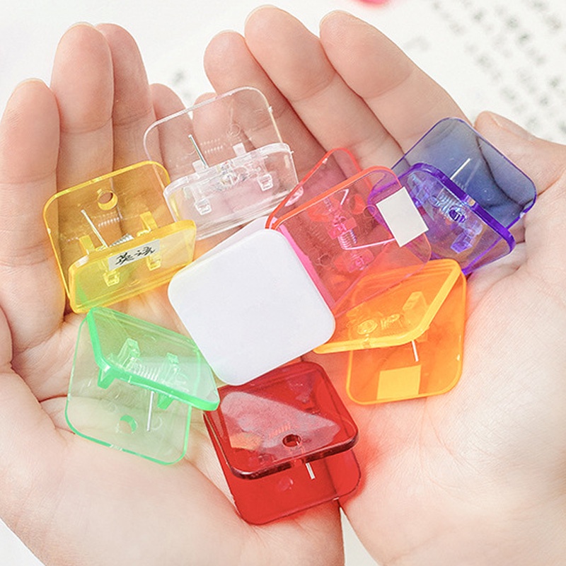 Kẹp Giấy Mini Hình Vuông Màu Kẹo Trong Suốt Dễ Thương Cho Học Sinh