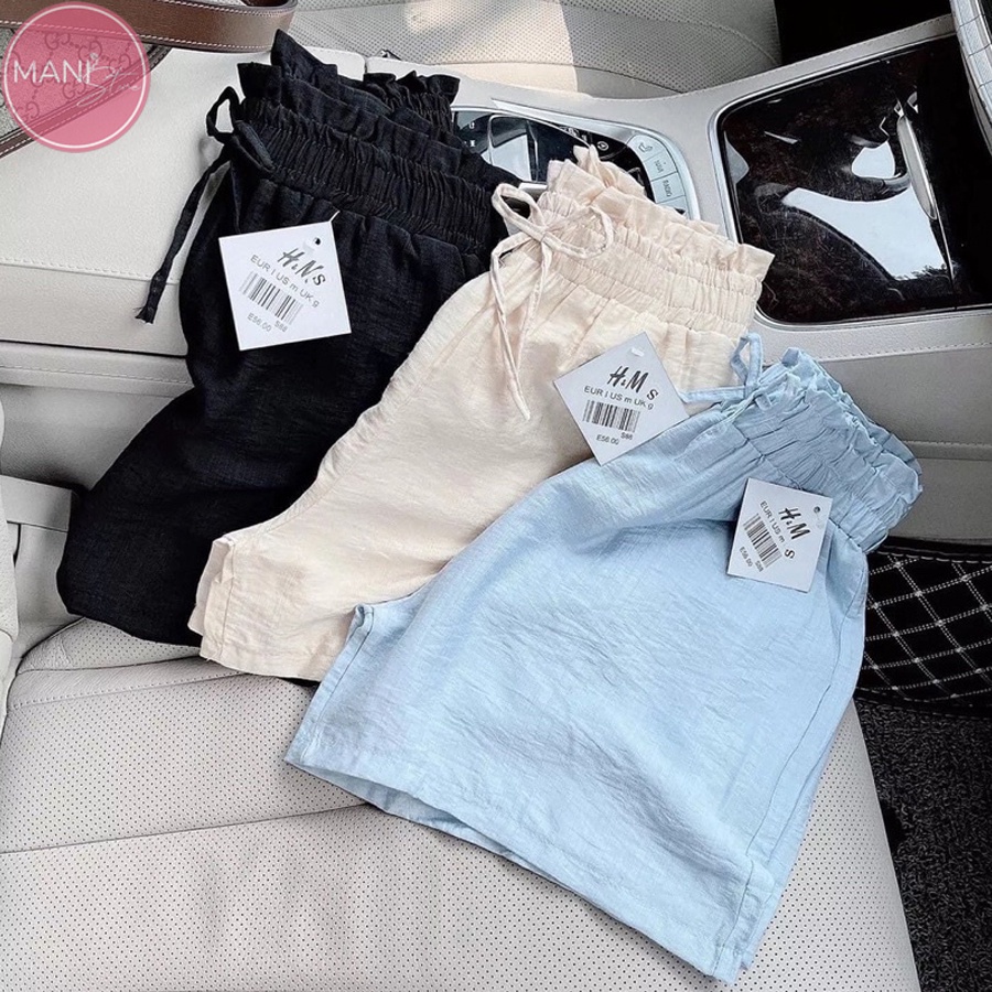 Quần short nữ mặc nhà, quần sooc đùi nữ chất đũi ống rộng cạp chun dây rút siêu mềm siêu mịn siêu mát | BigBuy360 - bigbuy360.vn