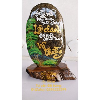 Thư pháp trên đá đa sắc tự nhiên, kl: 2.8 kg, cao: 26cm, rộng: 19cm. nhận viết chữ thư pháp theo yêu cầu khách hàng.
