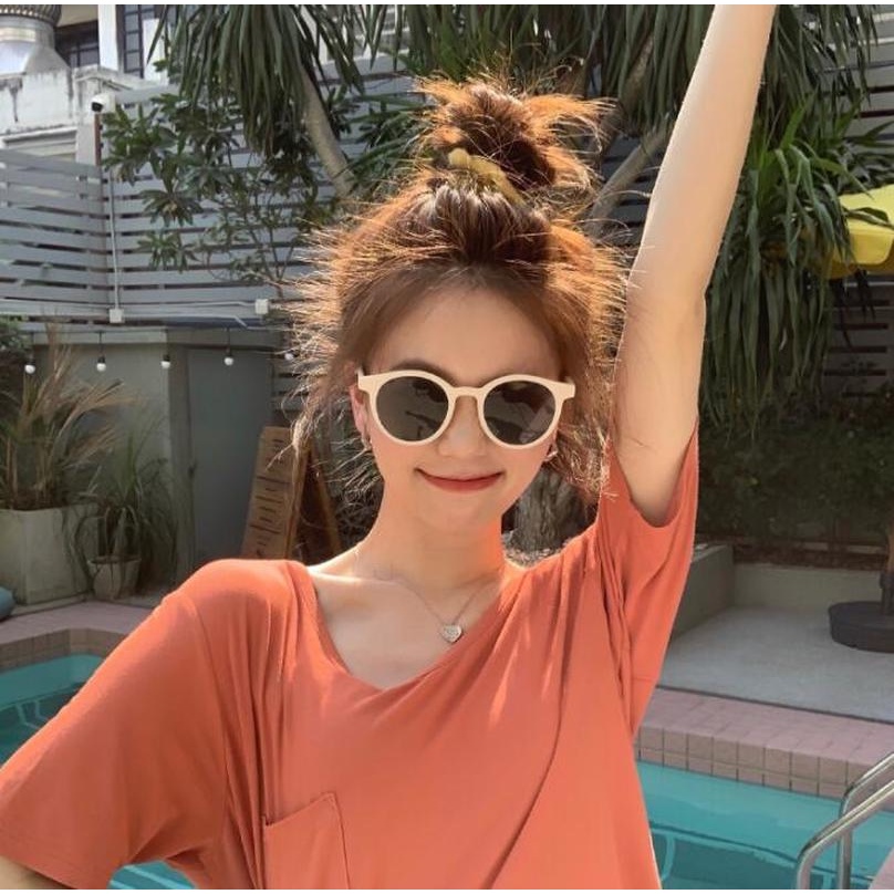 Kính mát gọng tròn chống tia UV phong cách vintage thời trang cho nữ