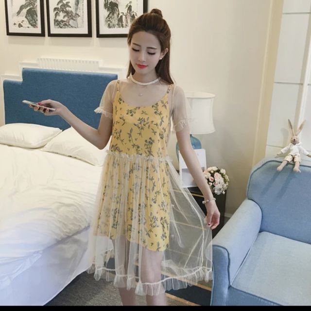 Váy ren lụa 2 lớp