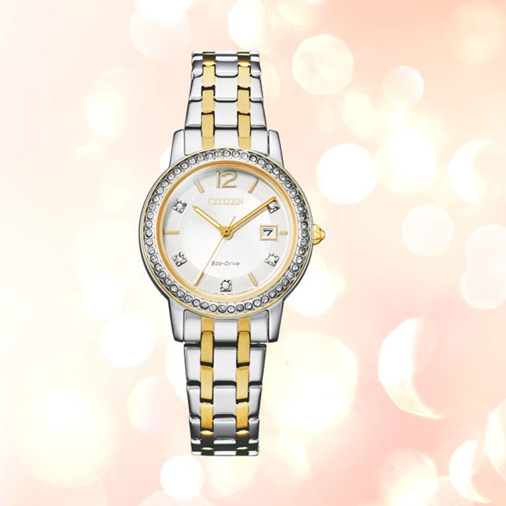 Đồng Hồ Nữ Citizen Đính Đá Swarovski Dây Thép Không Gỉ FE1184-56B - Mặt Trắng