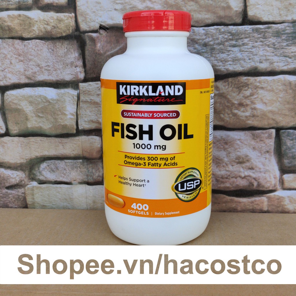 [Mã 11FMCGSALE1 giảm 10% đơn 250K] Tem Nhăn - Viên Uống Fish Oil Dầu Cá Kirkland 400 Viên của Mỹ