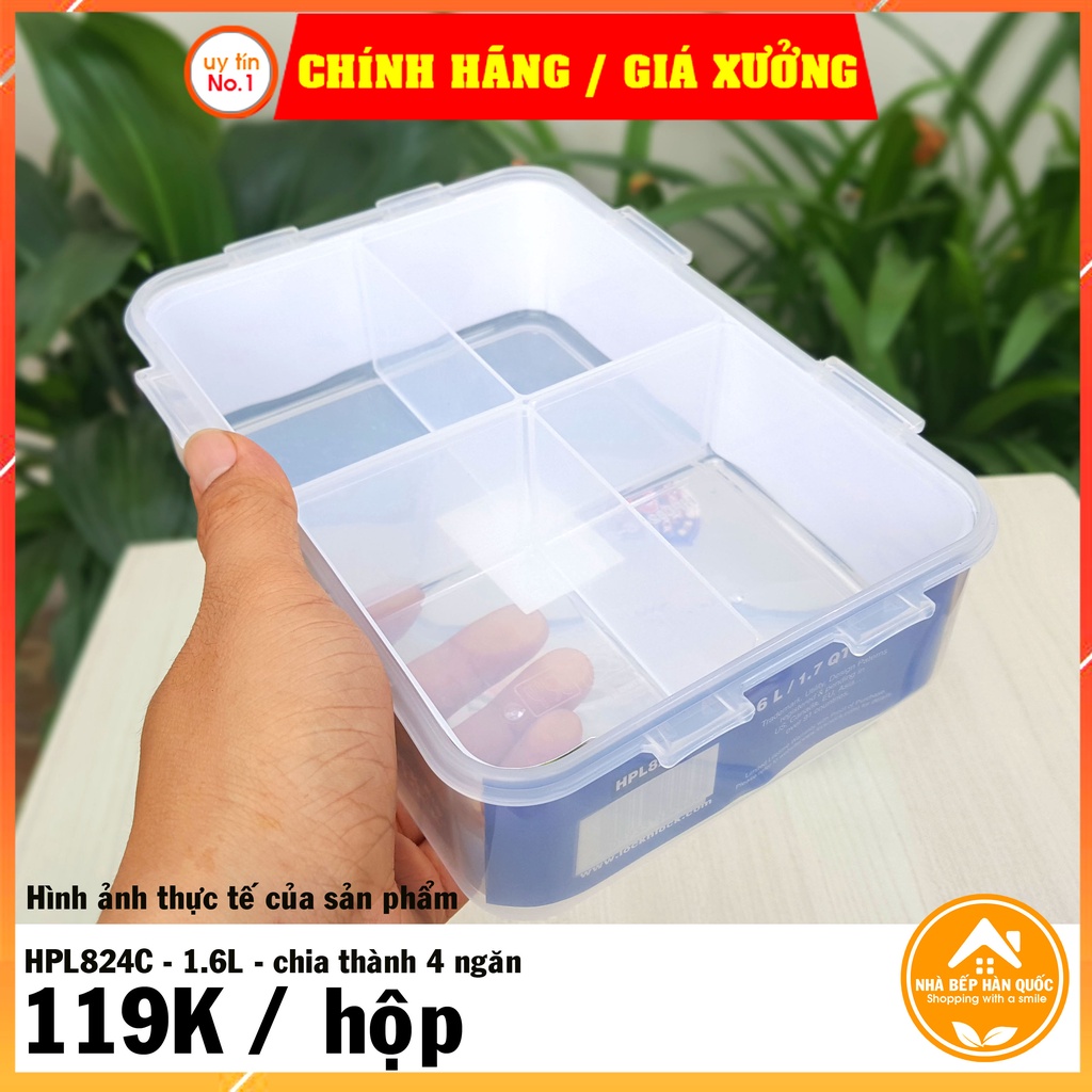  Hộp nhựa đựng thực phẩm, hộp bảo quản thực phẩm chia ngăn Lock&Lock HPL858 1,6L