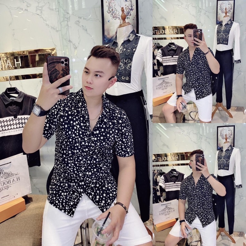 Áo sơ mi cộc dáng thụng cổ vest sang trọng