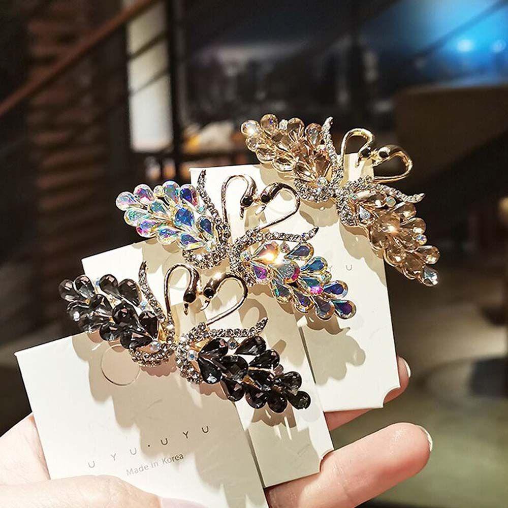 IVORY Kẹp Tóc Hình Thiên Nga Đính Đá Lấp Lánh Thời Trang Cho Nữ