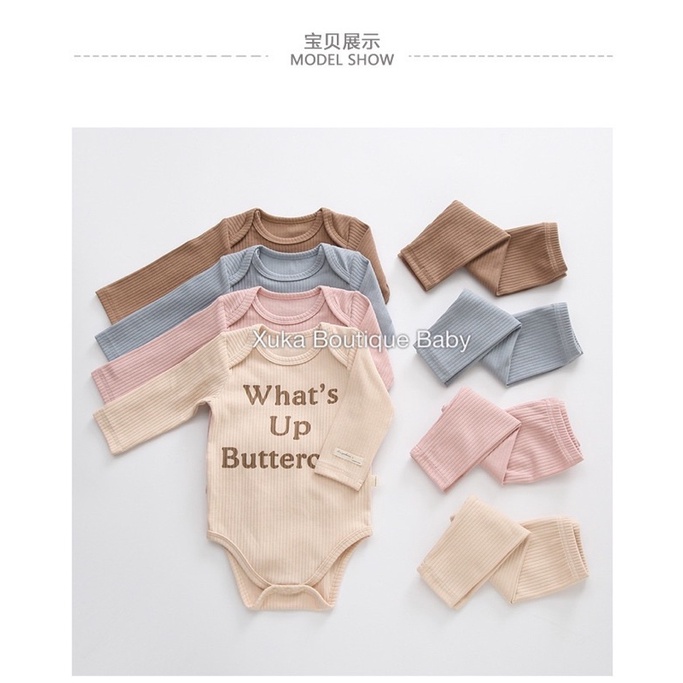 Bodysuit Dài Tay Kèm Quần Sơ Sinh Cao Cấp Cho Bé 0-2 Tuổi. Style Hàn Quốc Cotton Cực Đẹp Xuka Boutique Baby