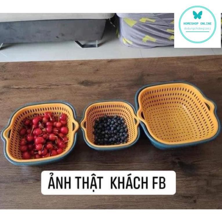 Bộ Rổ Nhựa Kèm Chậu 6 Món Cao Cấp Mới Bộ Sét 6 Chậu Kèm Rổ Dáng Vuông Tiện Lợi