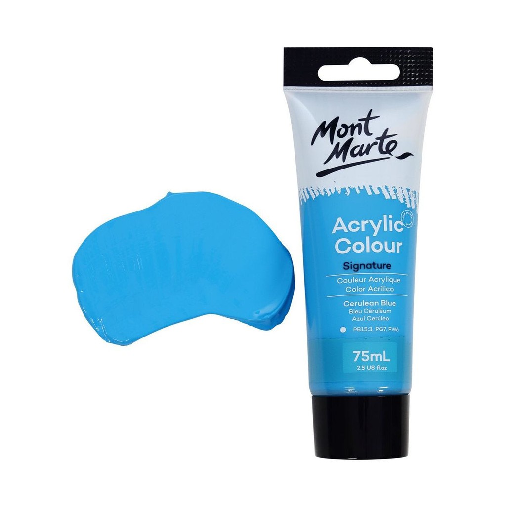 Màu Acrylic Mont Marte 75ml - Cerulean Blue - Acrylic Colour Paint Signature 75ml (2.54oz) - MSCH7517