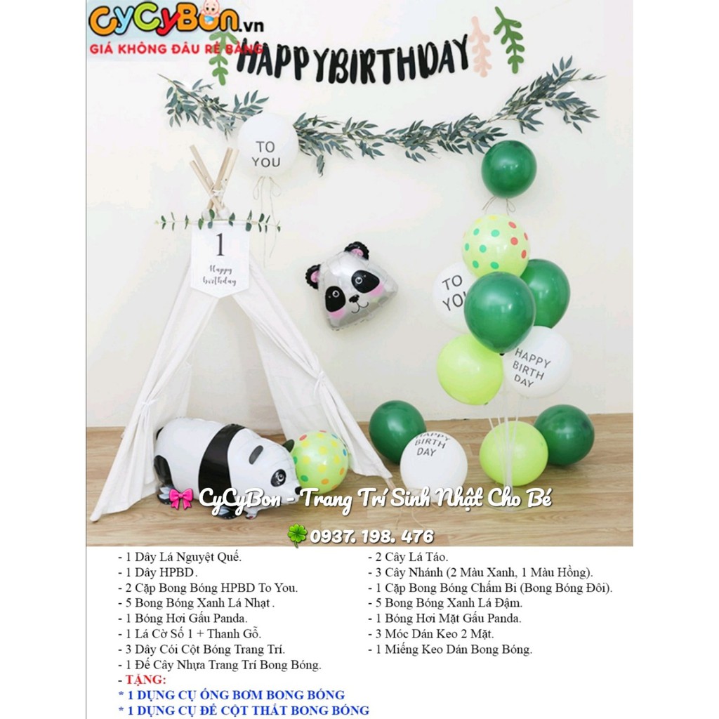 [𝐓𝐚̣̆𝐧𝐠 𝐊𝐞̀𝐦 𝐏𝐡𝐮̣ 𝐊𝐢𝐞̣̂𝐧] SET Trang Trí Sinh Nhật Thôi Nôi 1 Tuổi Cho Bé Handmade Phong Cách Hàn Quốc Đơn Giản-Gấu Panda