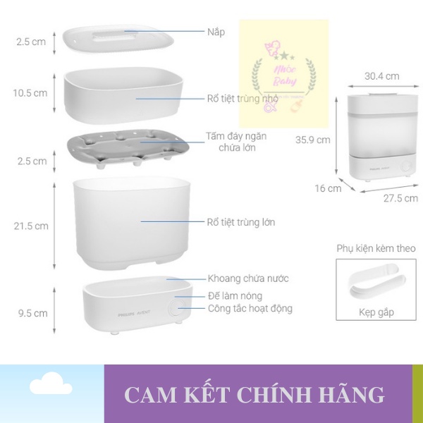 Máy tiệt trùng sấy khô Avent 3 in 1 SCF 293.00 bản Premium Plus - Bảo hành 2 năm - 1 đổi 1 trong 7 ngày nếu lỗi NSX