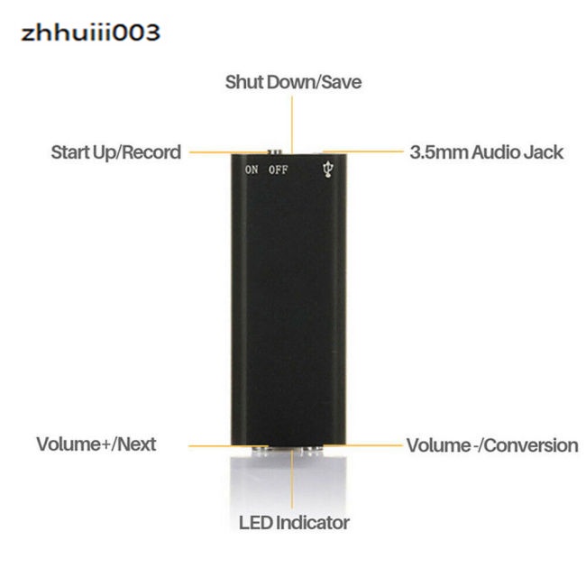 Máy Ghi Âm Mini ZHIHUI Thời Gian 96 Giờ 8GB