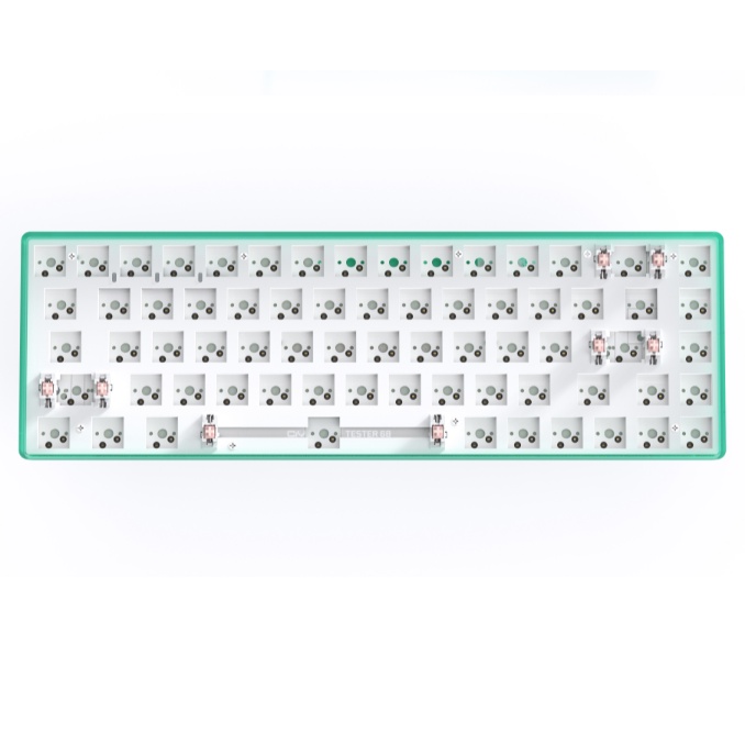 Sẵn Hàng-Kit bàn phím cơ không dây Tester68 V2 trong suốt thay thế switch nhanh 2 chế độ Bluetooth và Receiver 2.4G