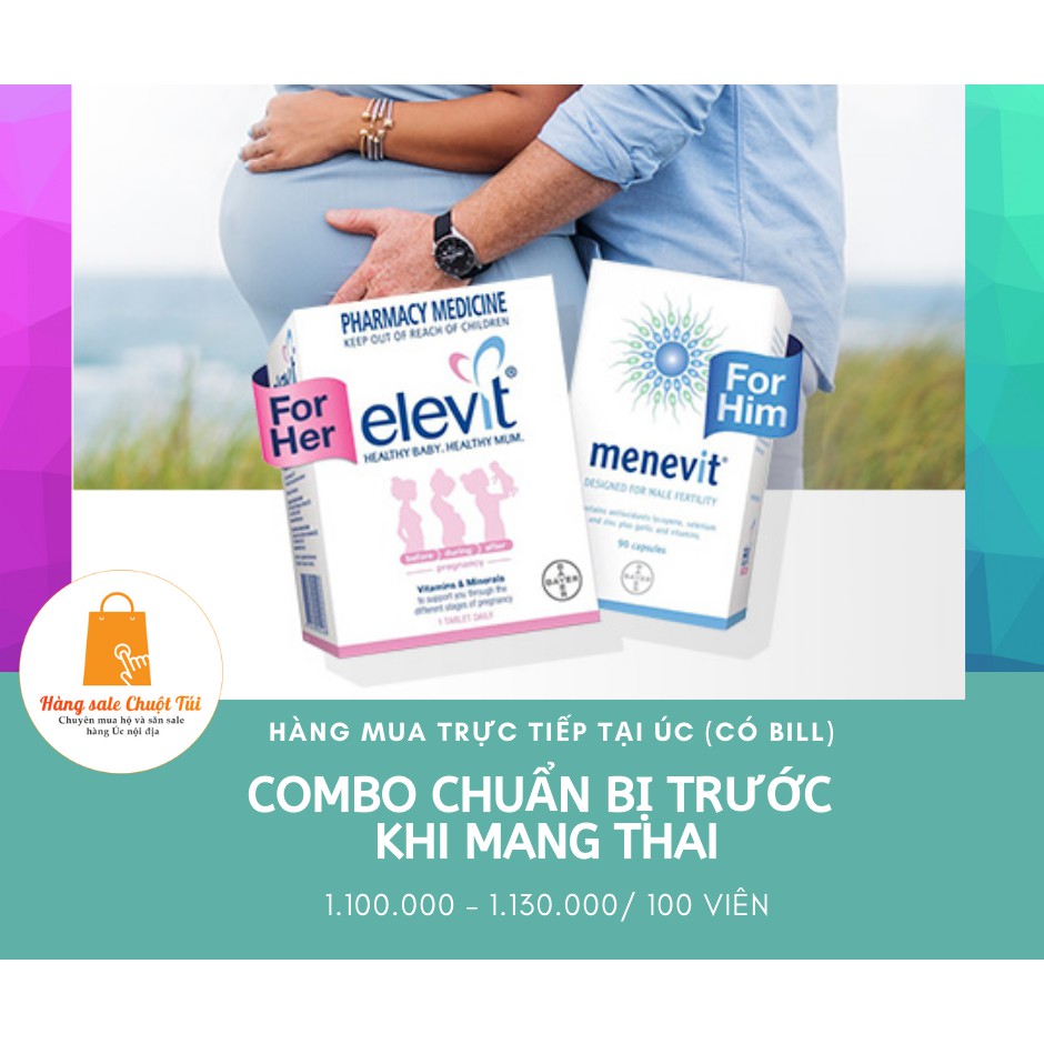 [MẪU MỚI] Vitamin tổng hợp nam Menevit Male Fertility Supplement, đủ 2 size [Hàng Úc- đủ bill]