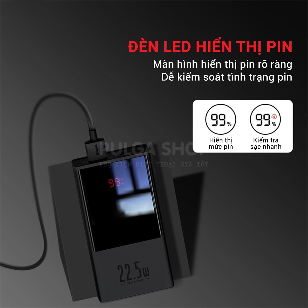 Pin Dự Phòng Mini Sạc Nhanh Baseus 10000mAh Công suất 22.5W Hỗ Trợ QC3.0/PD3.0 Cho Iphone Samsung Xiaomi Huawei Oppo