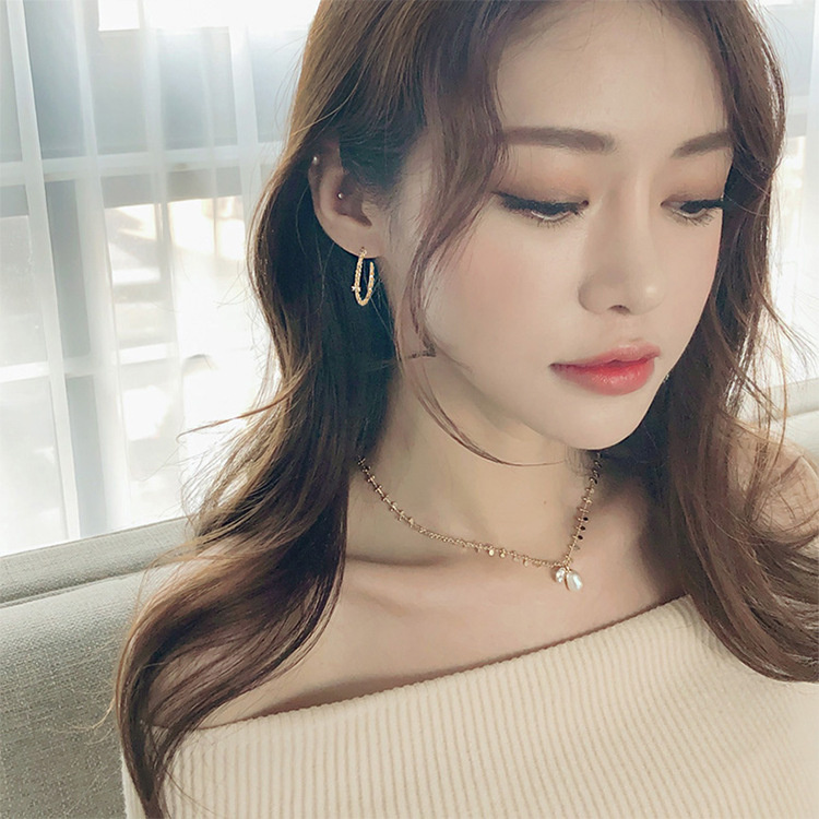 Korean metal braided 14K gold earrings