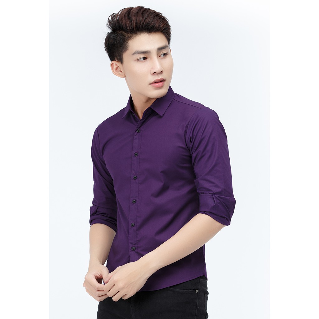 Áo sơ mi Slimfit Titishop SM536 tay dài màu tím