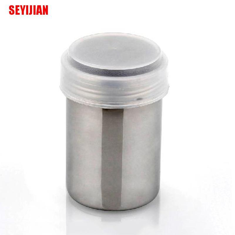 (SEY) Stainless Steel Flour Icing Sugar Cappuccino Sifter + Lid Chocolate Shaker Cocoa