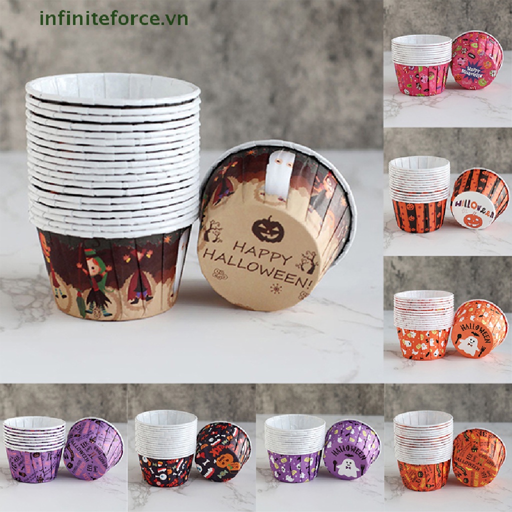 Bộ 10 Cốc Giấy Đựng Bánh Muffin Chịu Nhiệt Cao Phong Cách Halloween