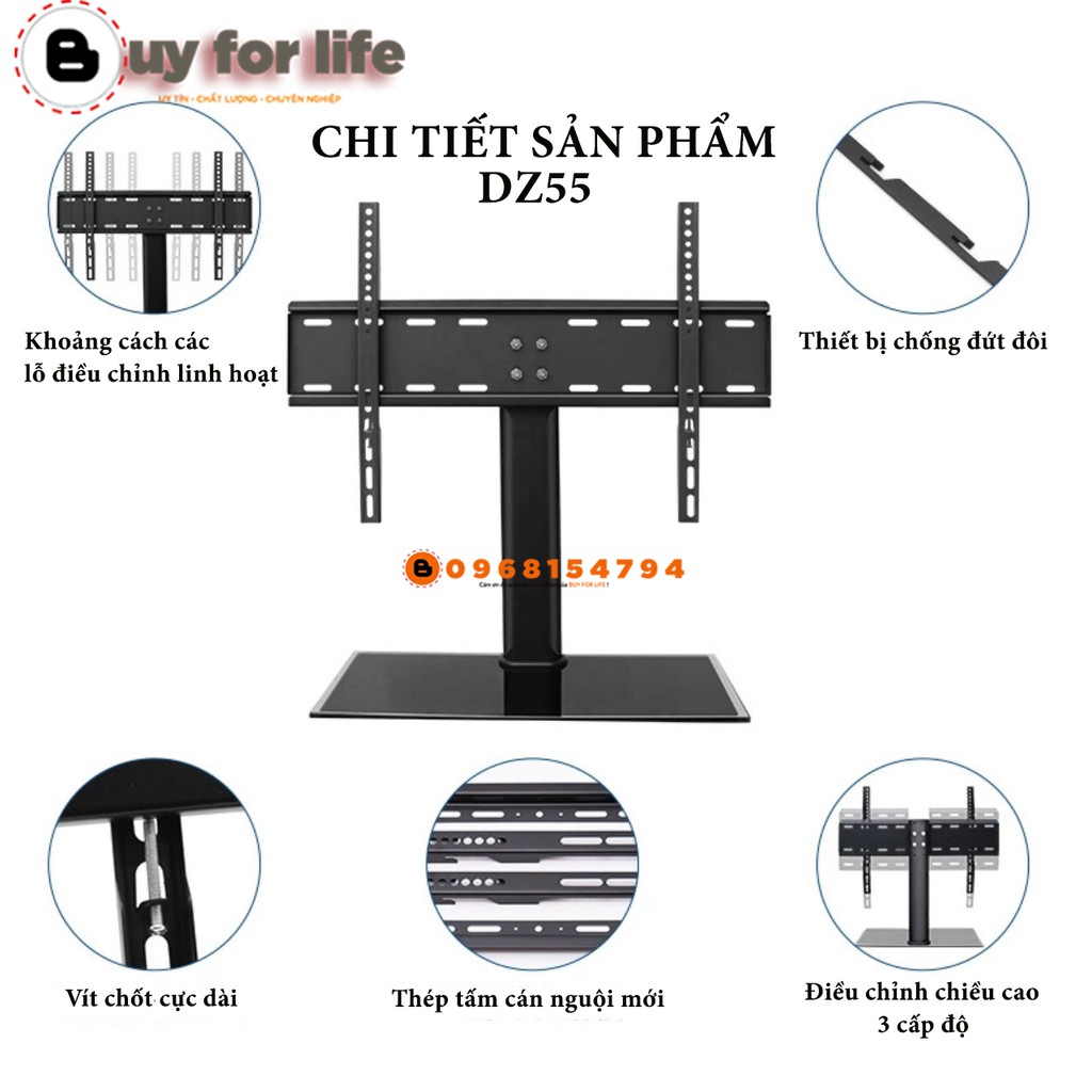 Chân đế tivi đa năng - 32 - 55 inch - Chân tivi để bàn mặt kính cường lực - Model: DZ55 | BigBuy360 - bigbuy360.vn