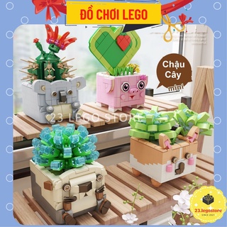 Bộ đồ chơi lắp ghép Chậu cây thú cưng dành cho bé dễ thương, Bộ đồ chơi lắp ráp cây hình động vật