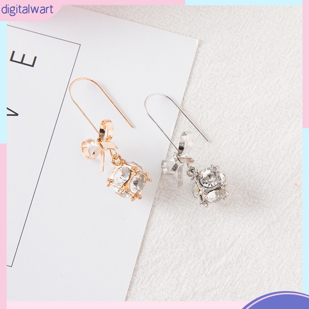 Đôi bông tai hình nơ phối đính đá kiểu dáng trẻ trung cho nữ