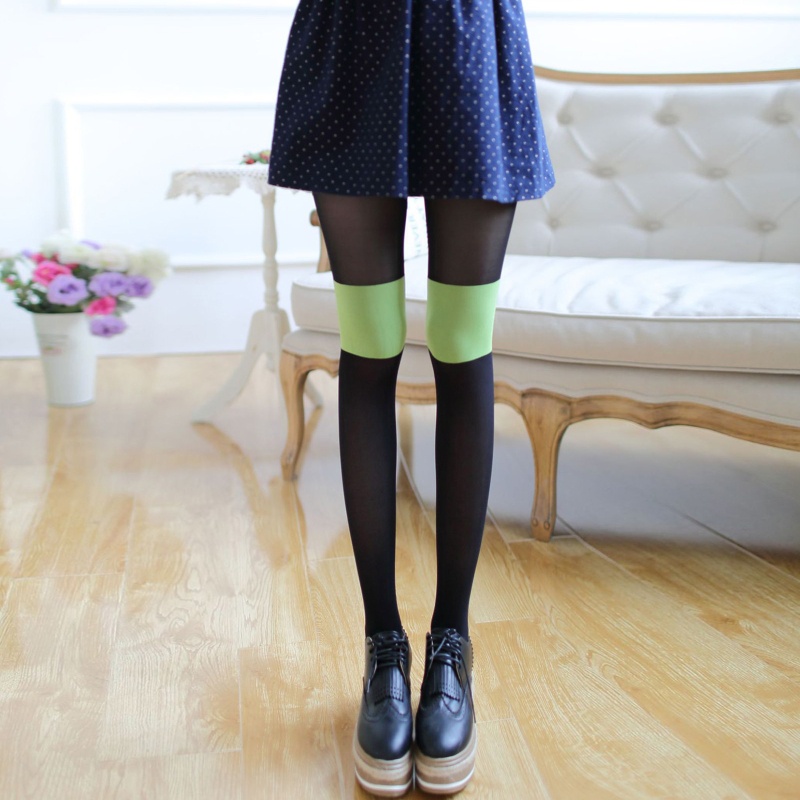 Youyo Quần Tất Dài Qua Gối Mỏng Co Giãn Khối Màu Phong Cách Gothic Lolita Gợi Cảm Cho Nữ Đi Hộp Đêm