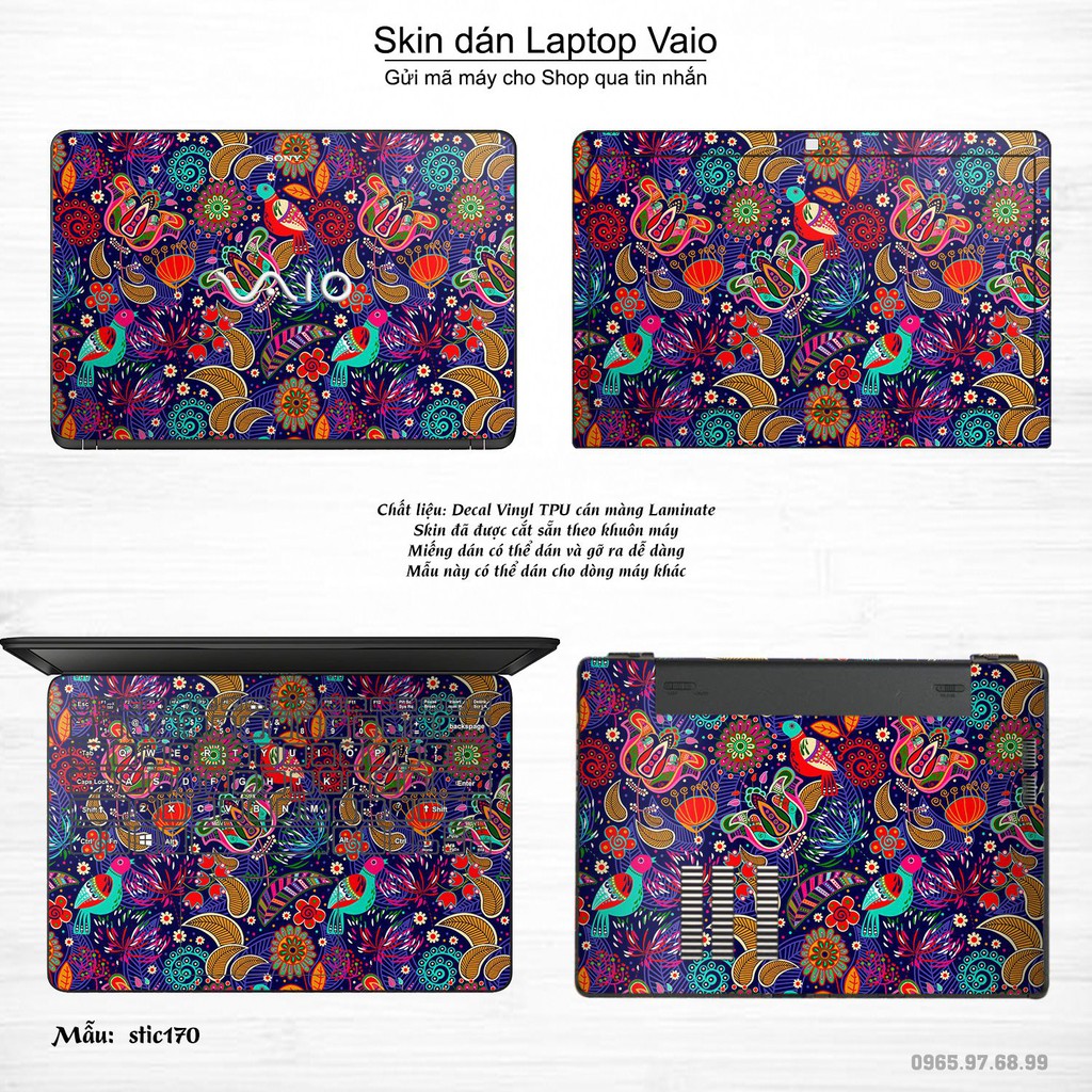 Skin dán Laptop Sony Vaio in hình Hoa văn sticker nhiều mẫu 28 (inbox mã máy cho Shop)