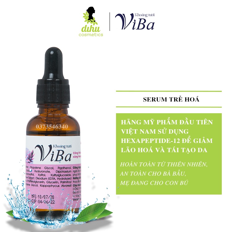 Serum trẻ hoá da ViBa- Chứa Hexa Peptide 12 tăng sinh collagen, giảm nhăn, ngừa lão hoá - Dihu Cosme