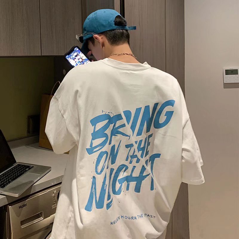 Áo Thun Tay Ngắn Dáng Rộng In Chữ Phong Cách Hip Hop Thời Trang Mùa Hè Cỡ Lớn M-8XL