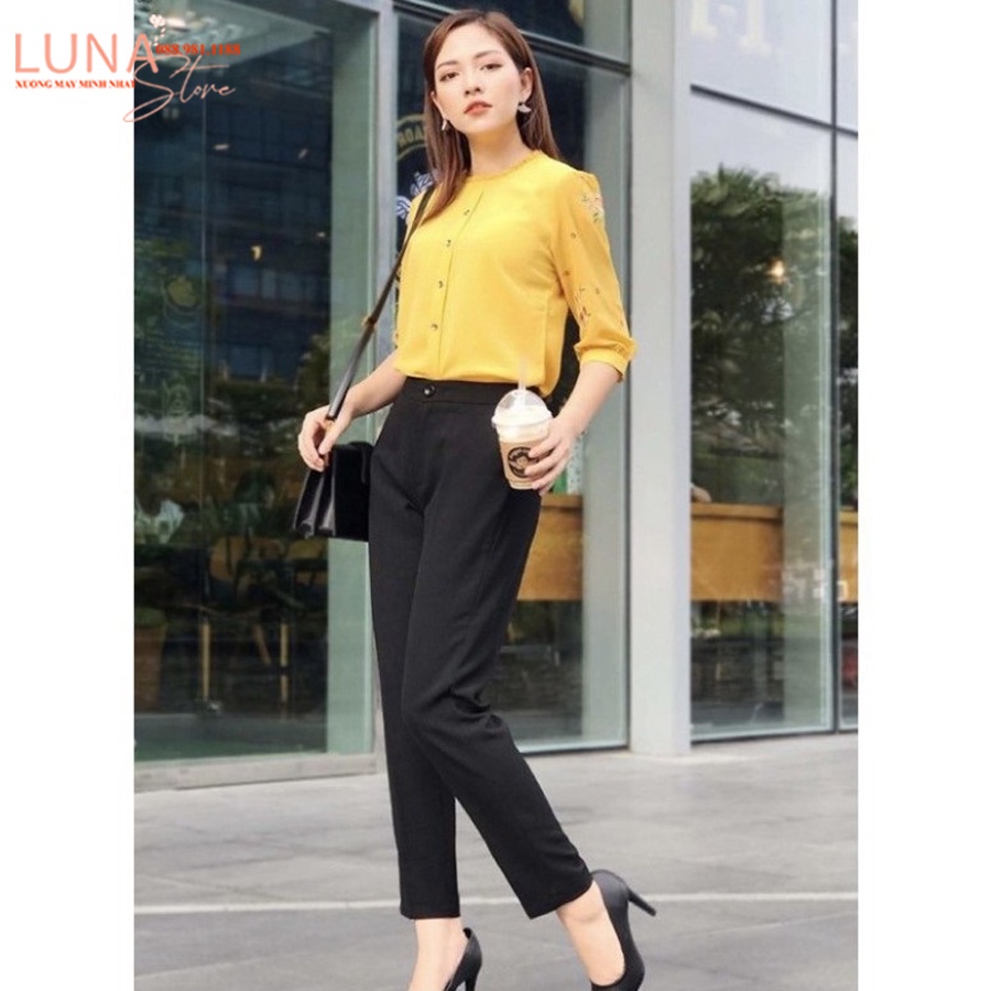 Quần baggy tây công sở nữ lưng cao có đai nịt dáng quần vải học sinh nữ đi học làm công sở cạp đáy cao ống đứng chất dày
