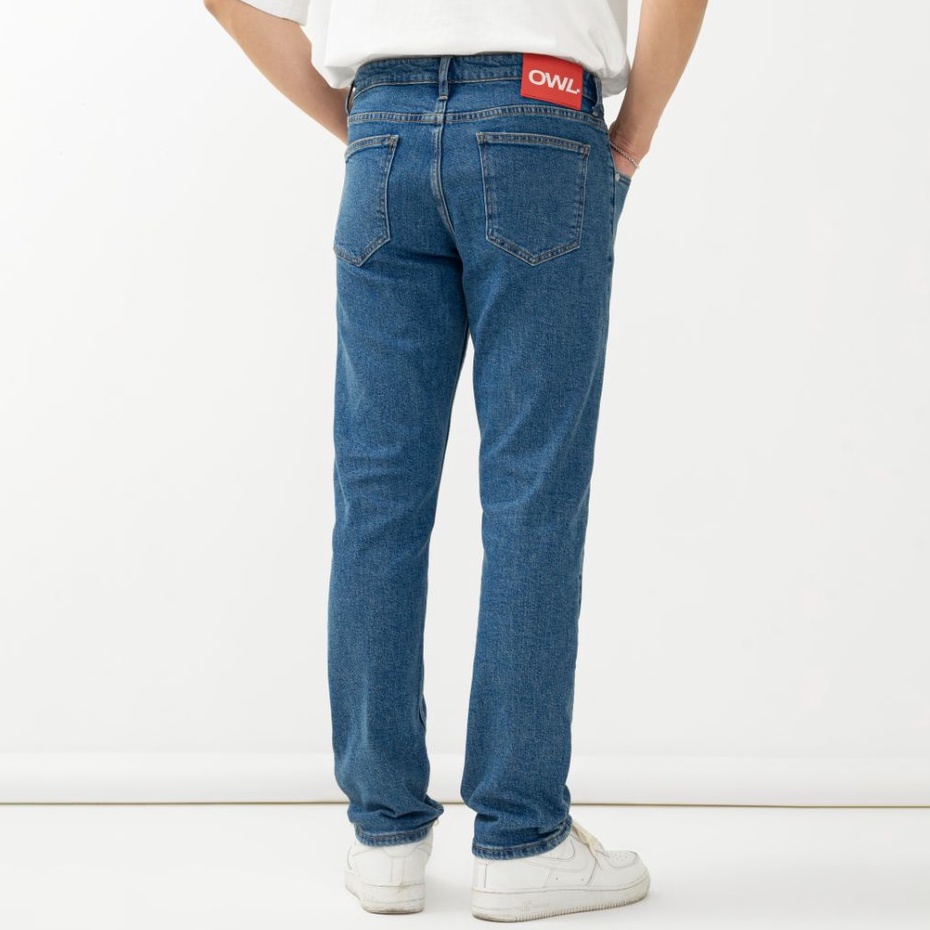 OWL BRAND® BASIC SLIM JEANS - Quần jeans dài ống suông / Xanh đậm