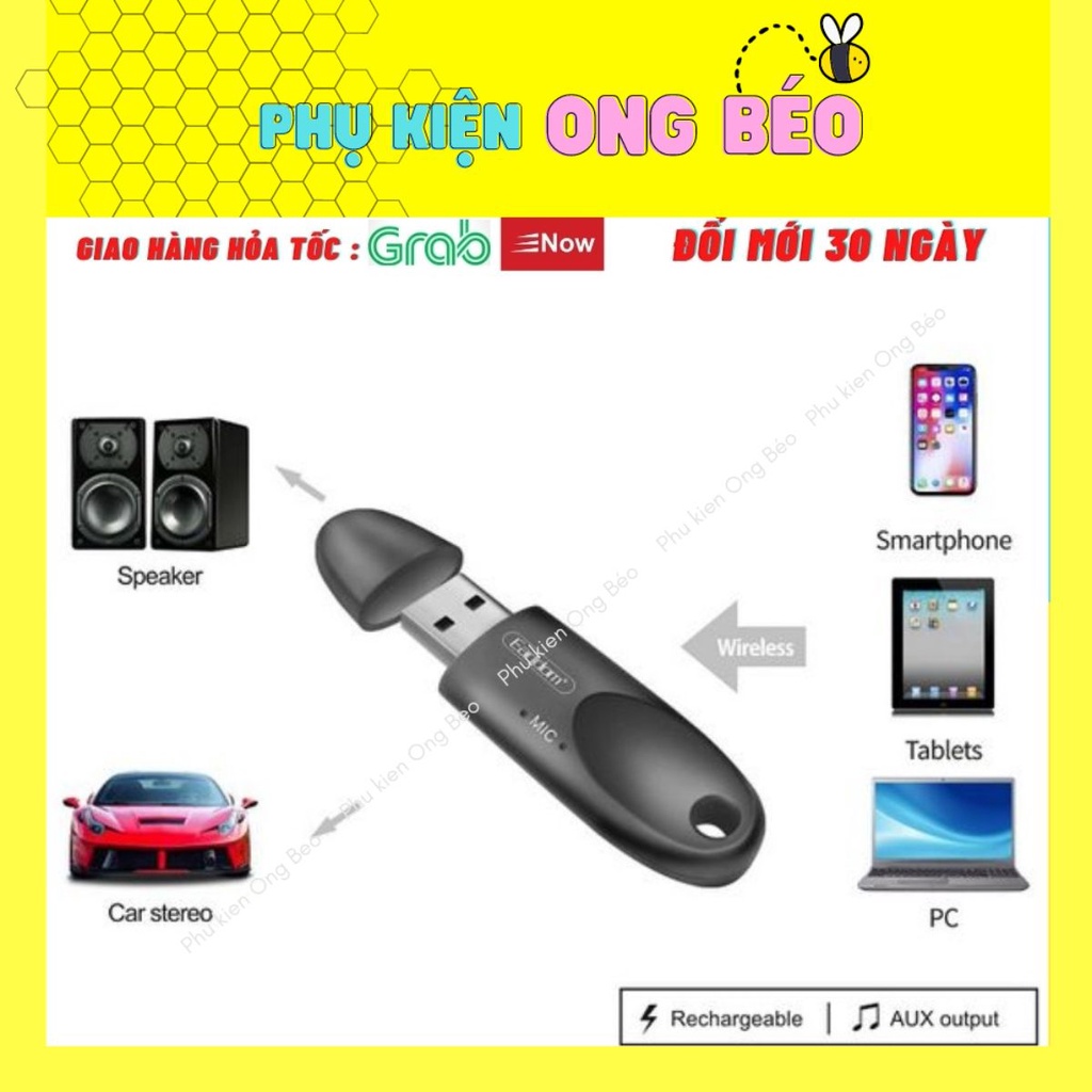 USB Bluetooth Earldom M40, Thu tín hiệu bluetooth có hỗ trợ mic cho Loa, ô tô ... - Beetech vn