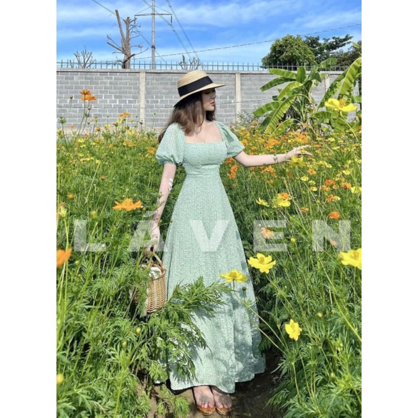 ĐẦM MAXI TAY BỒNG KHOÉT LƯNG CHẤT ĐẸP 2 MÀU