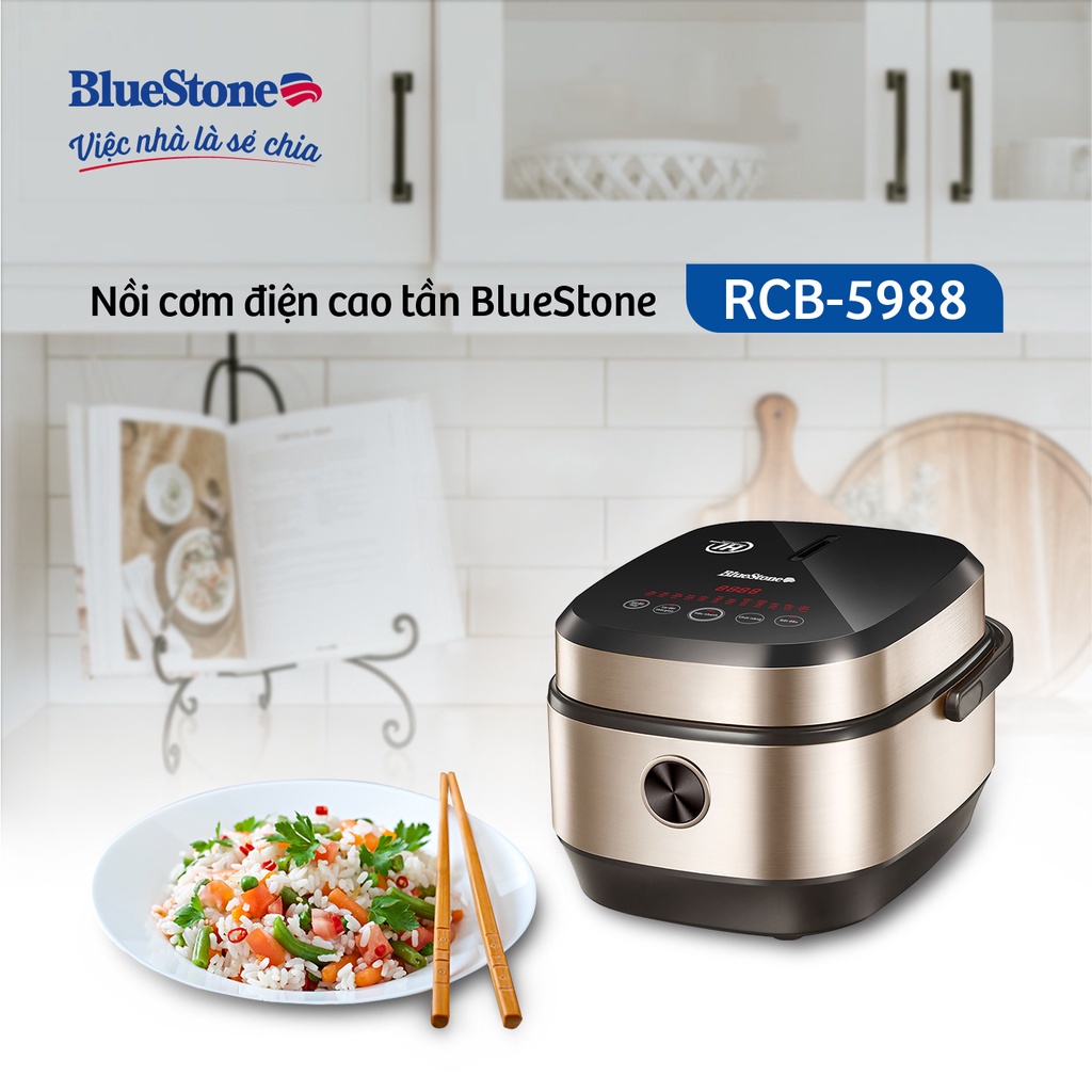 Nồi Cơm Điện Tử Cao Tần BlueStone RCB-5988,Lòng Niêu Siêu Dày, 1200W - 1.5 Lít, Bảo Hành Chính Hãng 2 Năm