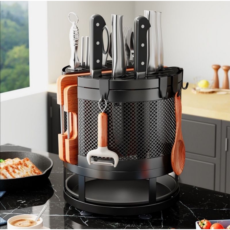 Kệ để đồ nhà bếp, xoay 360 độ, có khay đựng nước. Kích thước cao 25 cm, ĐK 23cm. Sắt sơn tĩnh điện cao cấp