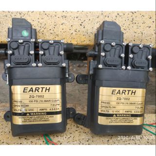 máy bơm nước mini 12v đôi 100w EARTH hàng Taiwan tăng kèm ren 17mm ra 13mm