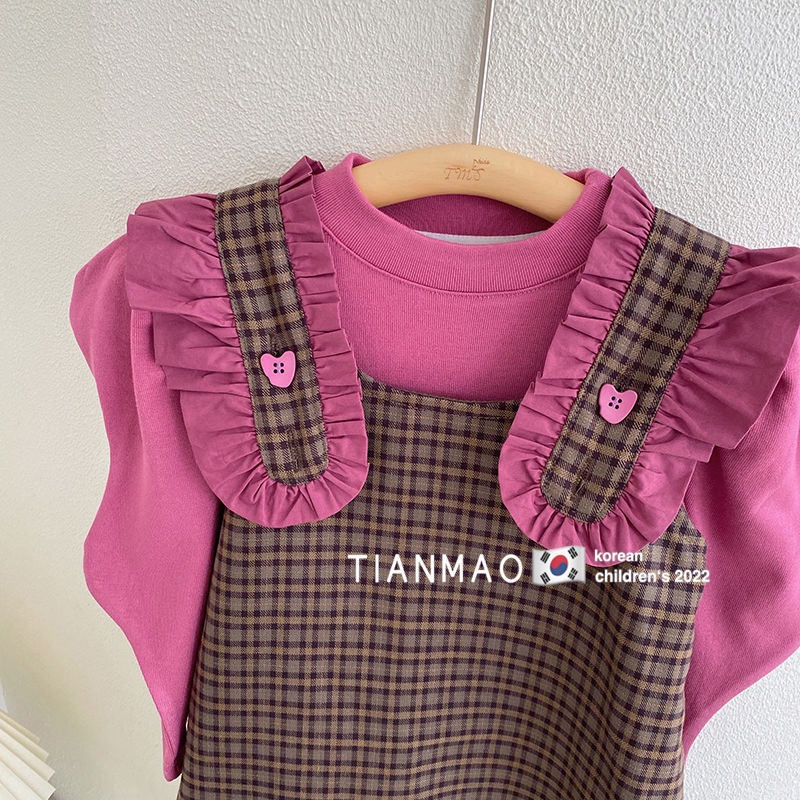 Set Đồ Mùa Thu 2 Món Gồm Áo Hai Dây Và Váy Phong Cách Hàn Quốc Hợp Thời Trang Cho Bé Gái