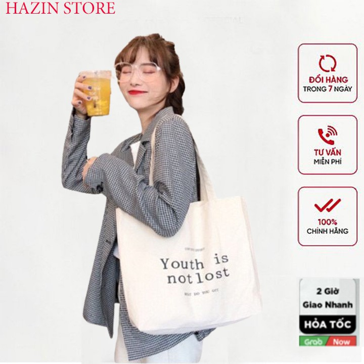 Túi tote vải đi học,vải bố mềm đẹp Canvas giá rẻ thời trang dành cho nữ-Hazis Store