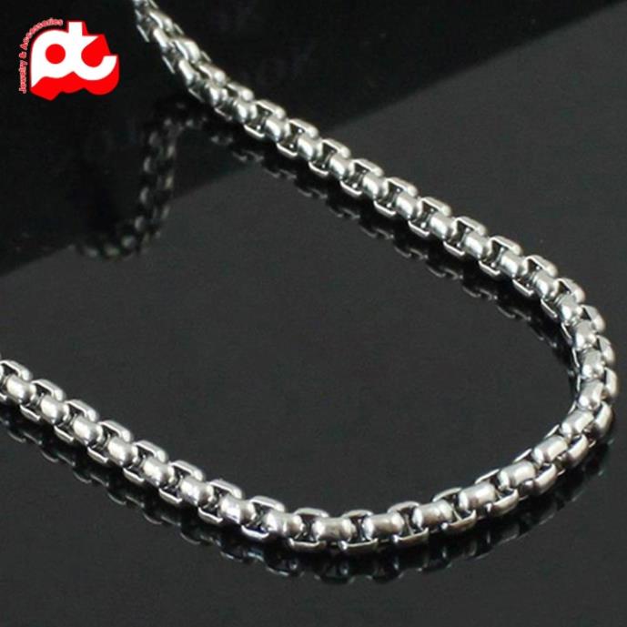 Dây chuyền titan nam cao cấp đẹp sang trọng thép không gỉ kiểu bông dừa PT JEWELRY kích cỡ 2mm màu trắng PTDCNA51