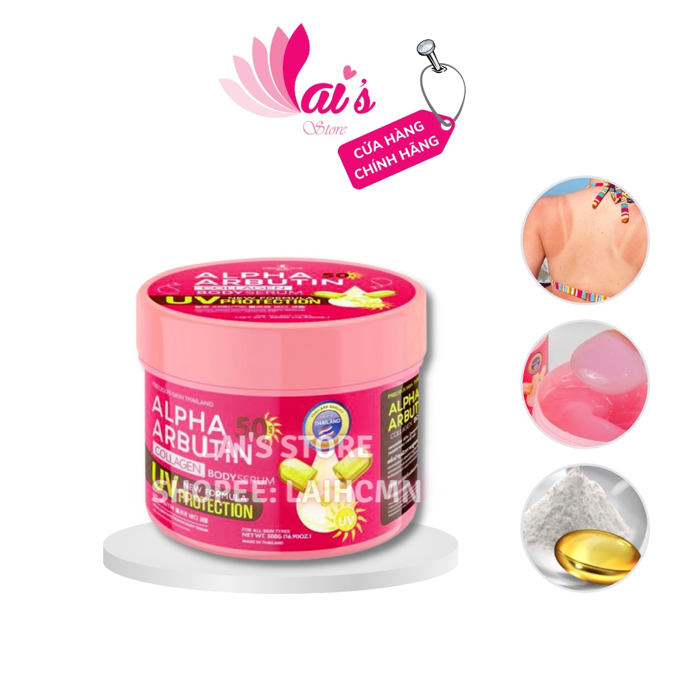 Kem Dưỡng Trắng Da Chống Nắng Alpha Arbutin Collagen Body Serum 500g UV 50 SPF Precious Skin Thái Lan - LAI'S STORE