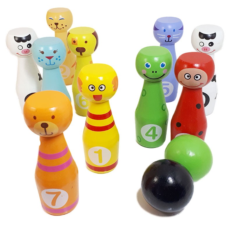 Đồ chơi trẻ em S-Kids, Bộ Bowling gỗ hình động vật.