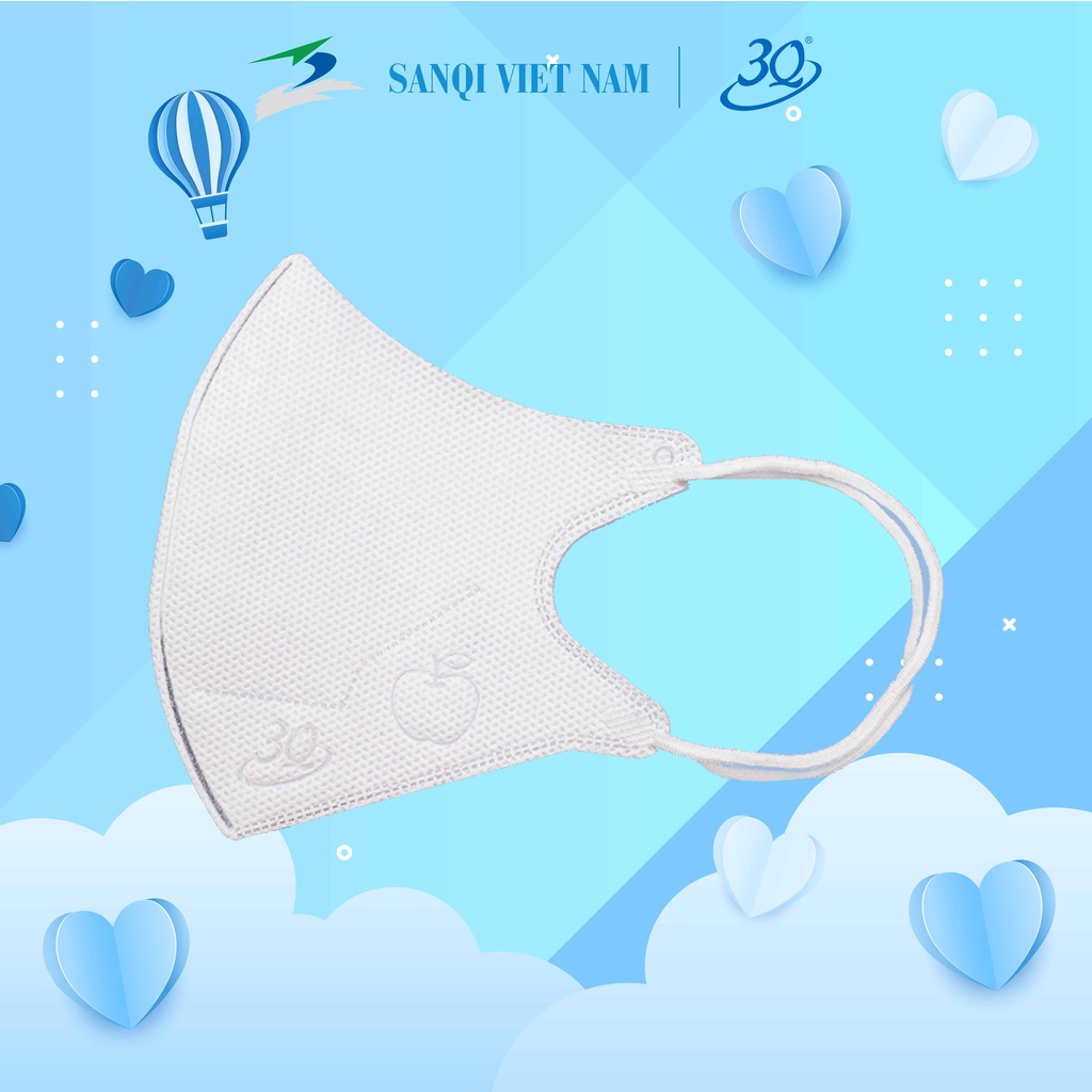 Khẩu trang trẻ em 3Q hình táo cho bé từ 2 - 12 tuổi