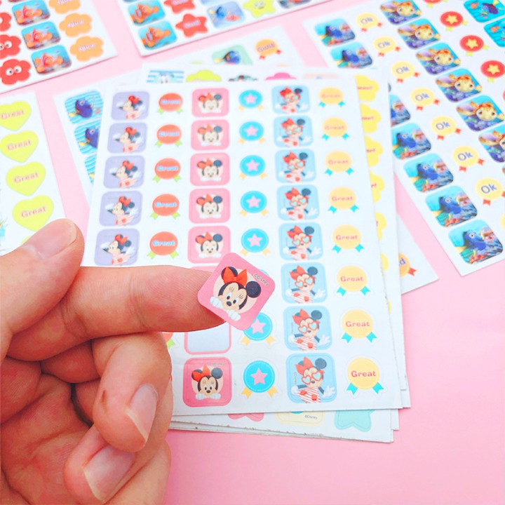 Set 384 sticker khen thưởng tiếng Anh cho bé set 8 tờ với nhiều họa tiết hoạt hình sinh động Baby-S– SST011