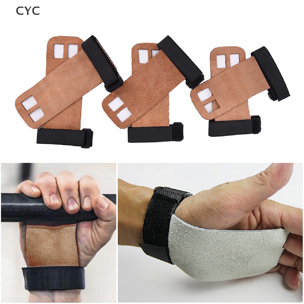 CYC 1 pair Grips crossfit gymnastics hand grip guard palm protectors glove Brown CY