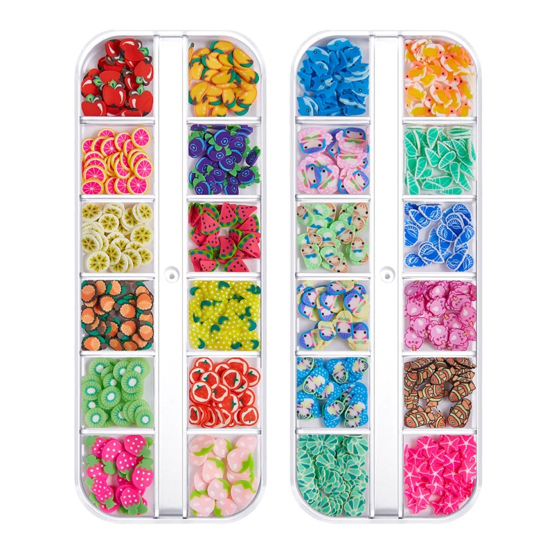 Miếng Đất Sét Mềm Đính Kim Sa Hình Trái Cây Dùng Trang Trí Móng Tay