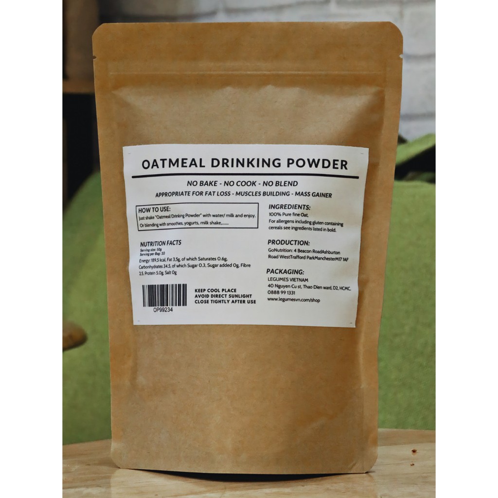 Bột Yến Mạch Uống Liền - Pure Oatmeal Drinking Powder 500g -